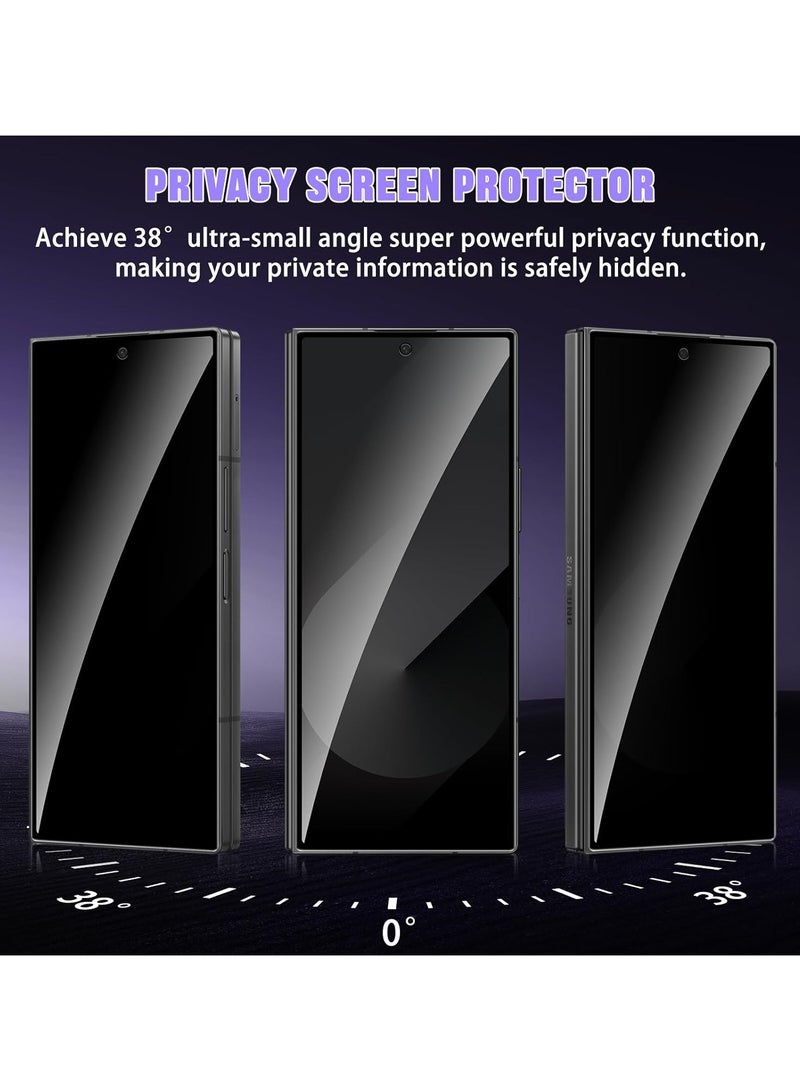 general Galaxy Z Fold 7 2025 Privacy Screen Protector, [2+2 Pack] Anti Spy Tempered Glass Screen Film and Camera Lens Protector, 9H Hardness Z Fold7 5G Tempered Glass - Image 2