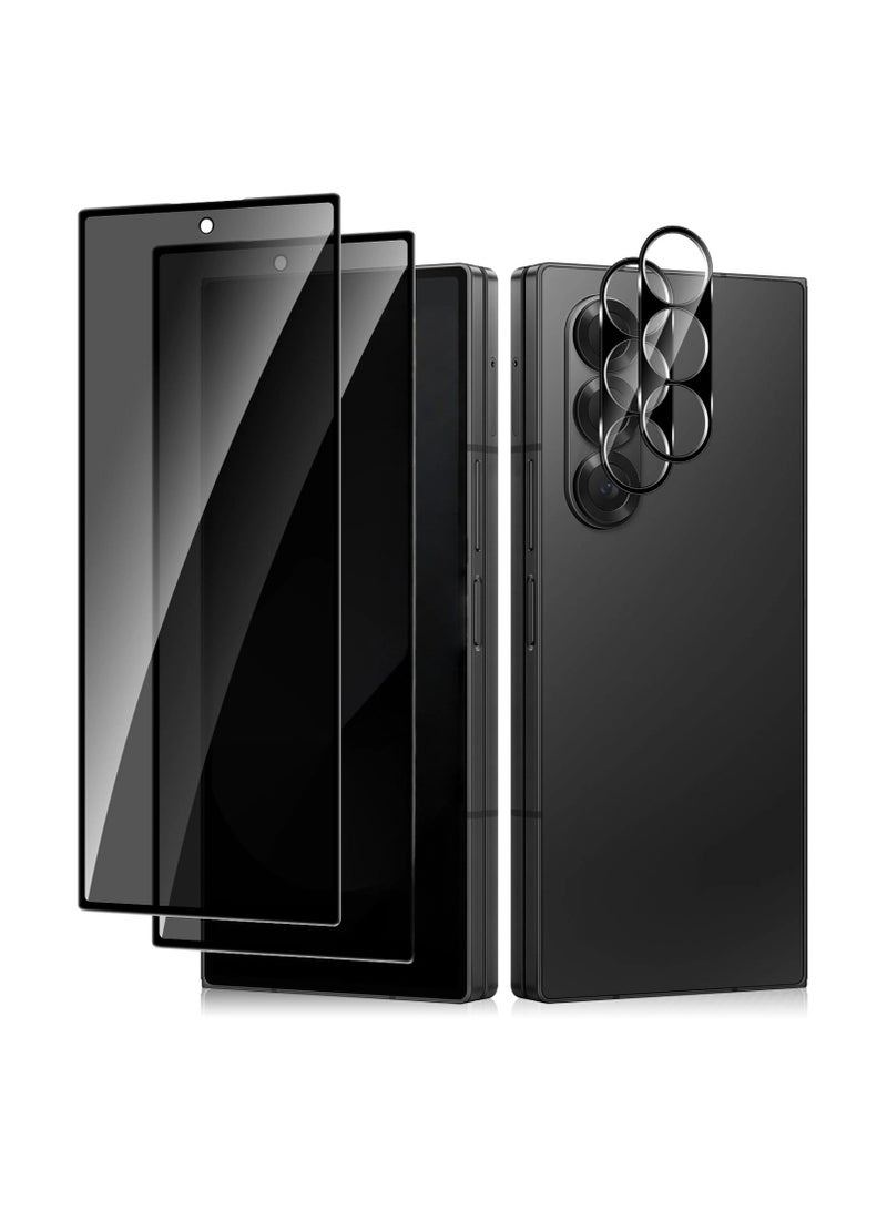 general Galaxy Z Fold 7 2025 Privacy Screen Protector, [2+2 Pack] Anti Spy Tempered Glass Screen Film and Camera Lens Protector, 9H Hardness Z Fold7 5G Tempered Glass - Image 1