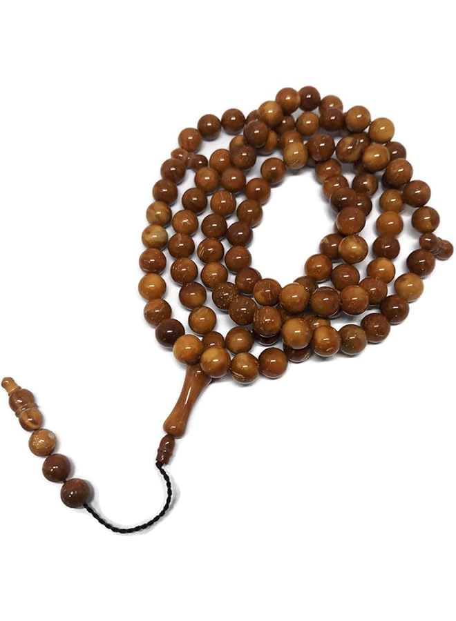 إيروريكس مسبحة إسلامية مكونة من 99 حبة مصنوعة يدويًا من خشب كوكا كوكا، زينة معلقة على مرآة السيارة الخلفية، مناسبة للحج والعيد ورمضان، لون بني - Image 1