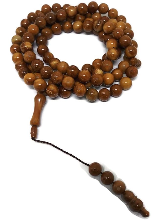 إيروريكس مسبحة إسلامية مكونة من 99 حبة مصنوعة يدويًا من خشب كوكا كوكا، زينة معلقة على مرآة السيارة الخلفية، مناسبة للحج والعيد ورمضان، لون بني - Image 2