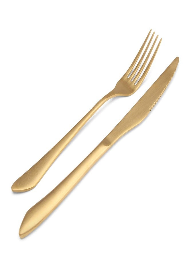 sharecook Matte Gold Silverware Set, 20-Piece Stainless Steel Flatware Set, Kitchen Utensil Set Service for 4, Satin Finish Tableware Cutlery Set for Home and Restaurant, Dishwasher Safe - Image 3