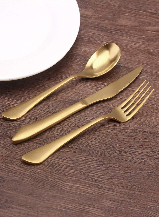 sharecook Matte Gold Silverware Set, 20-Piece Stainless Steel Flatware Set, Kitchen Utensil Set Service for 4, Satin Finish Tableware Cutlery Set for Home and Restaurant, Dishwasher Safe - Image 5