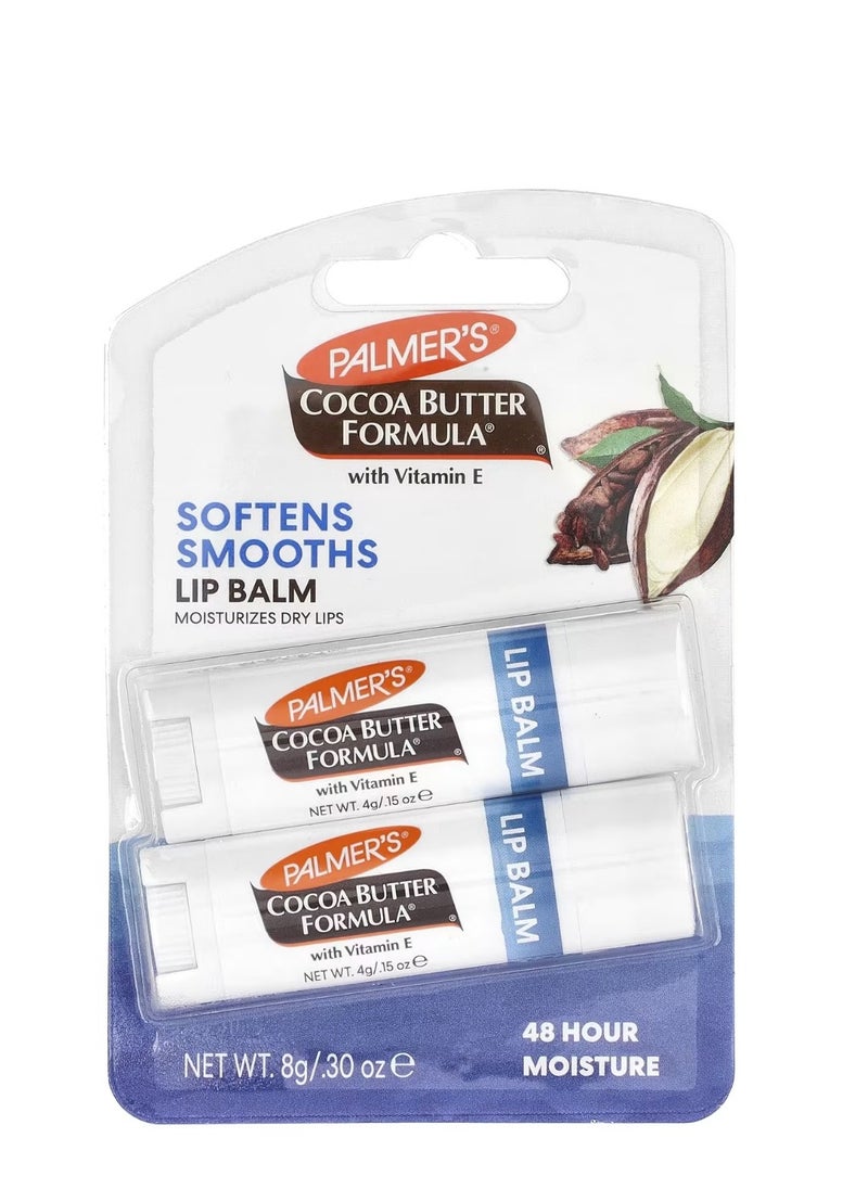 PALMER'S - Palmer's, Cocoa Butter Formula with Vitamin E, Softens Smooths Lip Balm, 2 Pack, 0.15 oz (4 g) - Image 1