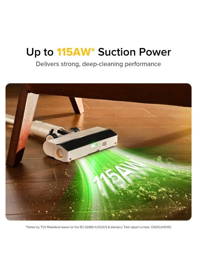 roborock H60 Cordless Stick Vacuum Cleaner,90° Bendable Tube,Dust-Revealing LED,115AW Suction Power,60-Min Runtime, Anti-Tangle Cordless Vacuum Cleaners for Carpets & Pet Hair - Image 2