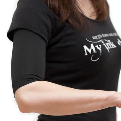 Tatjacket غطاء وشم كونسيلر (عبوة 2)، تغطية للذراع العلوي أو الساق، حماية UPF 50، غير منزلق، للرجال والنساء (يونيكس)، أسود، كبير - Image 1