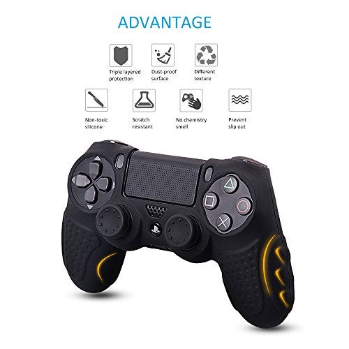 CHINFAI CHIN FAI PS4 Controller DualShock4 Skin Grip Anti-Slip Silicone Cover Protector Case for Sony PS4/PS4 Slim/PS4 Pro Controller with 8 Thumb Grips (Black) - Image 4