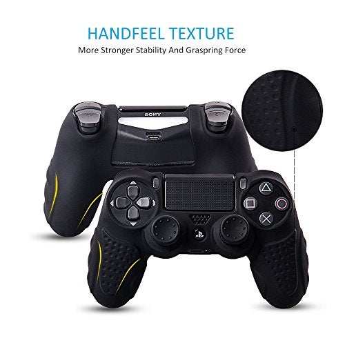 CHINFAI CHIN FAI PS4 Controller DualShock4 Skin Grip Anti-Slip Silicone Cover Protector Case for Sony PS4/PS4 Slim/PS4 Pro Controller with 8 Thumb Grips (Black) - Image 2