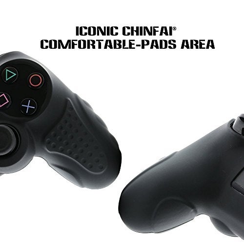 CHINFAI CHIN FAI PS4 Controller DualShock4 Skin Grip Anti-Slip Silicone Cover Protector Case for Sony PS4/PS4 Slim/PS4 Pro Controller with 8 Thumb Grips (Black) - Image 3