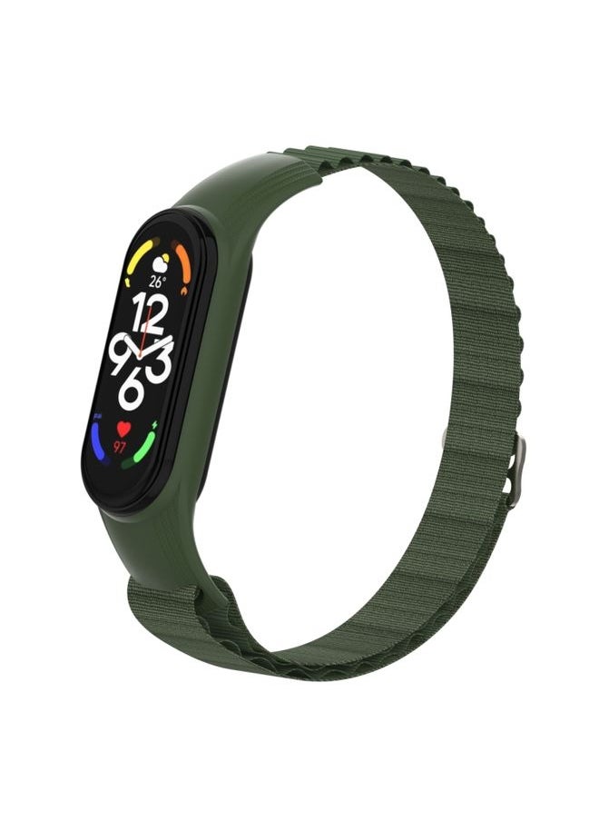 Generic - Replacement Strap For Xiaomi Mi Band 3 / 4 / 5 / 6 / 7 9-buckle Alpine Loop Adjustable Watch Band Dark Green - Image 1