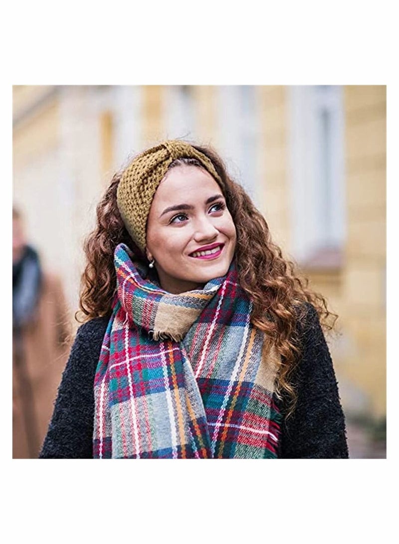 4 Pcs Knitted Hairband, Crochet Turban Headband for Women Girls Warm Bulky Crocheted Headwrap Accessories for Women and Girls Cute Knot Hair - Image 5