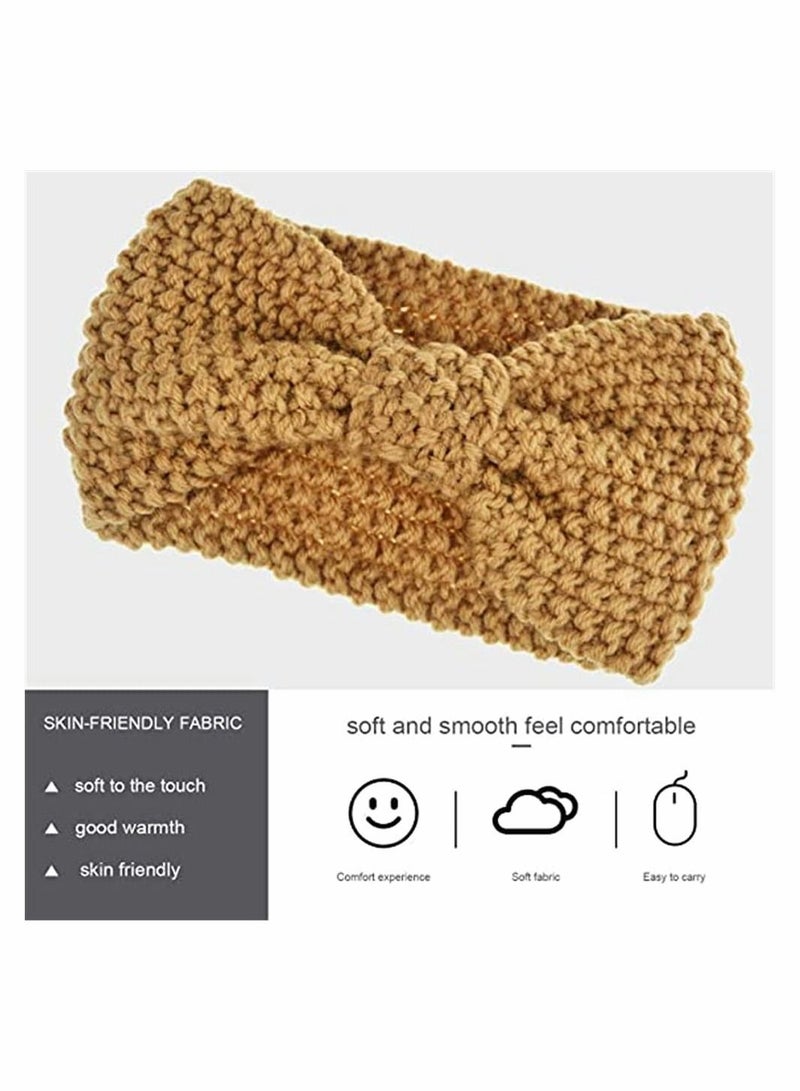 4 Pcs Knitted Hairband, Crochet Turban Headband for Women Girls Warm Bulky Crocheted Headwrap Accessories for Women and Girls Cute Knot Hair - Image 4