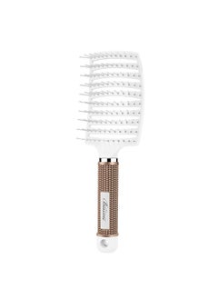 Bsisme Hair Brush Vented Curved Styling Brush for Faster Blow Drying Professional Detangling Brush for Women and Men White