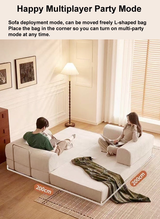 C&C Home 2 in 1 Multipurpose Use Sofa Cum Bed Comfortable Ergonomic Design Sleeper Sofa Folding Couch Mattress Convertible Living Room Furniture 220x170 cm - Image 4