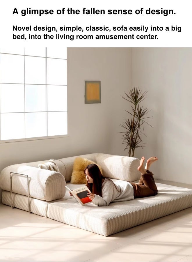 C&C Home 2 in 1 Multipurpose Use Sofa Cum Bed Comfortable Ergonomic Design Sleeper Sofa Folding Couch Mattress Convertible Living Room Furniture 220x170 cm - Image 3