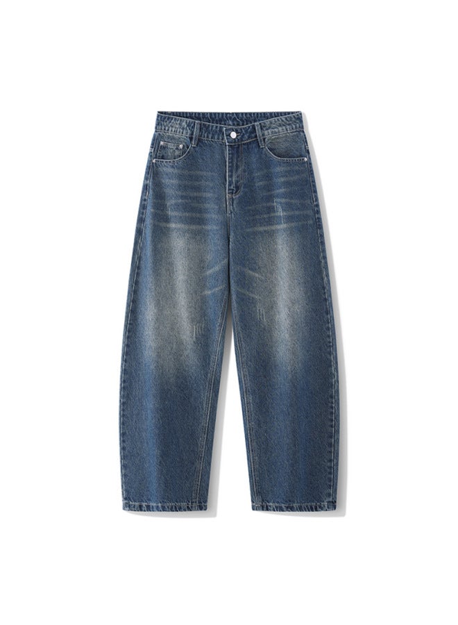 Men's American High Street New Tang Scimitar Jeans Unisex Loose Straight Versatile Wide-leg Pants