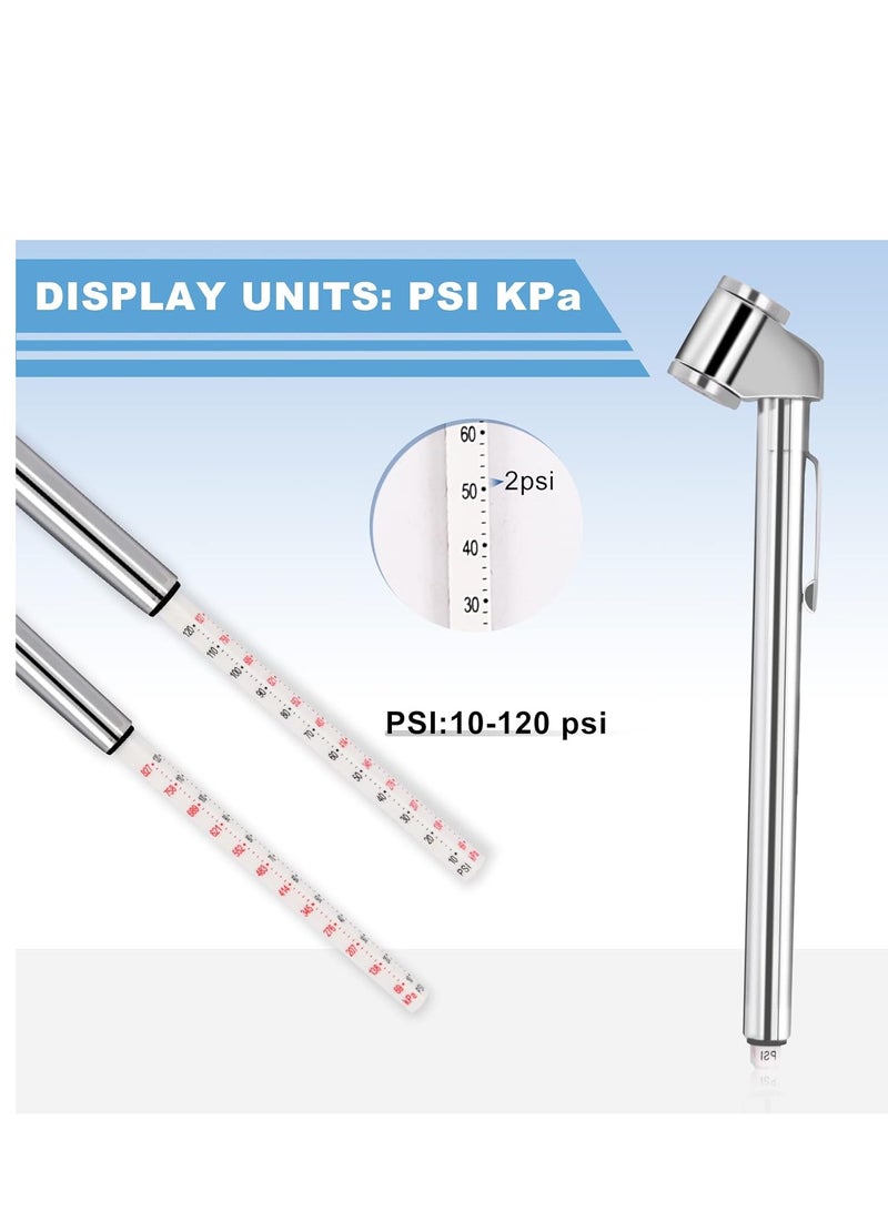 Pencil Tire Pressure Gauge 2 Pack 10 120PSI Dual Head Air Gauge Tire Pressure Heavy Duty Tire Valve Gauge for Truck Car RV ATV Motorcycle - Image 4