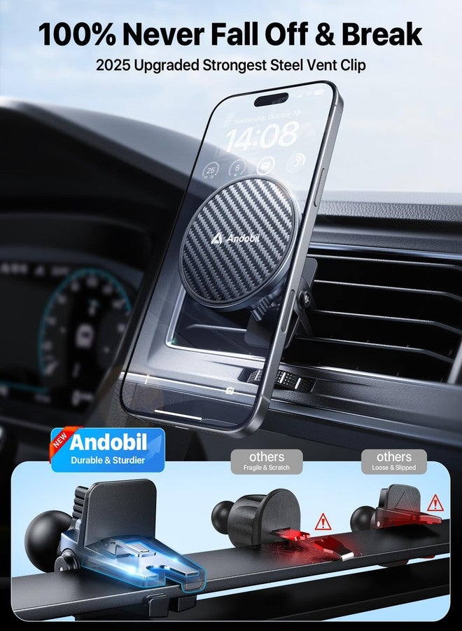andobil for MagSafe Car Mount [85+LBS Strongest Suction & 2025 Military-Grade N55] Retractable Magnetic Phone Holder for Car Dashboard Windshield Vent, Car Phone Holder for iPhone 16 Pro Max 15 14 13 - Image 5