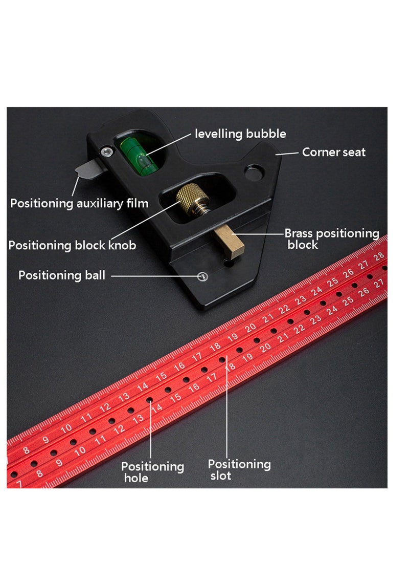 KASTWAVE - Combination Square Set, Square Ruler, Multifunctional Framing Square 30CM, Accurate 90/45 Degree Angles Square tool, Metal Measuring Instrument for DIY Enthusiasts and Professional Carpenters - Image 1