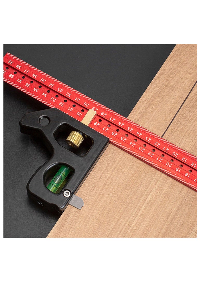 KASTWAVE - Combination Square Set, Square Ruler, Multifunctional Framing Square 30CM, Accurate 90/45 Degree Angles Square tool, Metal Measuring Instrument for DIY Enthusiasts and Professional Carpenters - Image 1