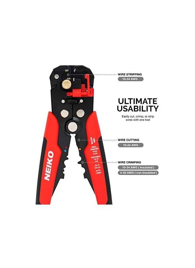 Neiko - Neiko 01924A 3-In-1 Automatic Wire Stripper, Cutter, And Crimping Tool, Auto Self-Adjusting Pliers That Cut Up To 24 Awg - Image 1