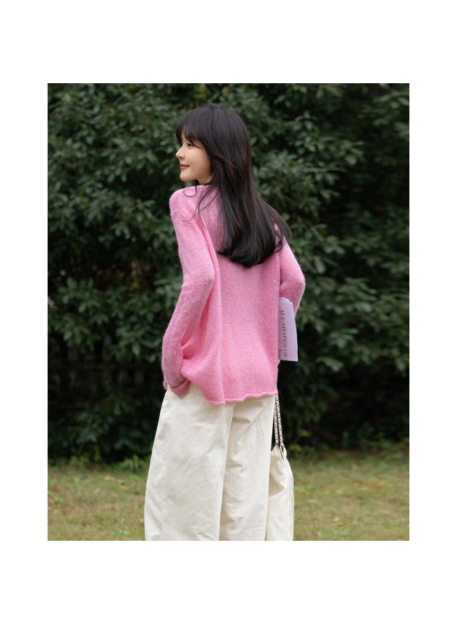 Mt Autumn Lazy French V-neck Sweater With Wool, Slimming Knit Top For Wome - Image 5