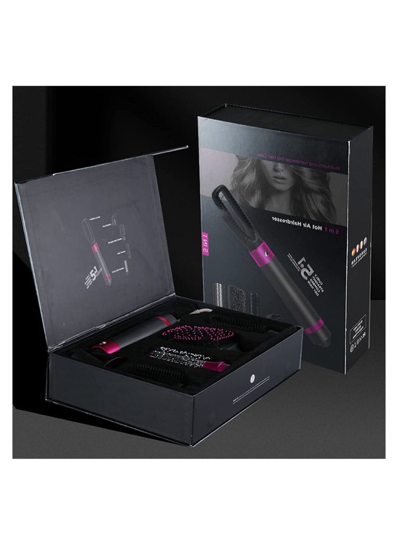 Dryer And Styler 5 In 1，Styler For Straightening Curly Hair Dry Combing Scalp Massage Styling Black/Purple