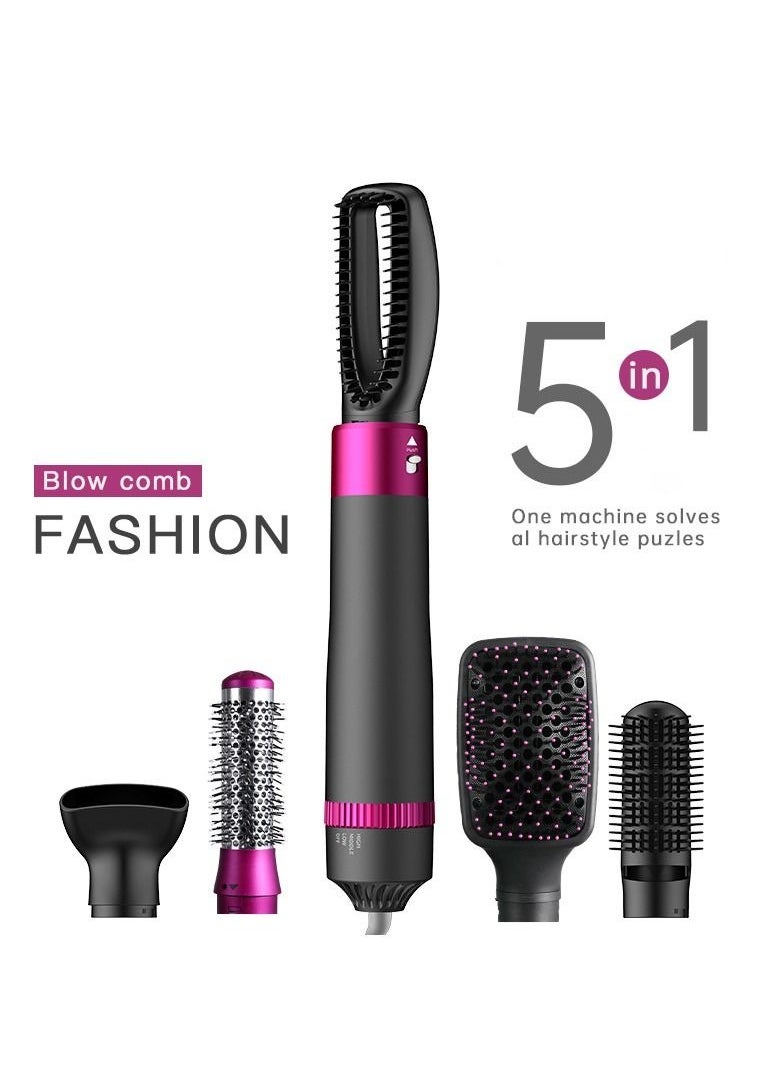 Dryer And Styler 5 In 1，Styler For Straightening Curly Hair Dry Combing Scalp Massage Styling Black/Purple