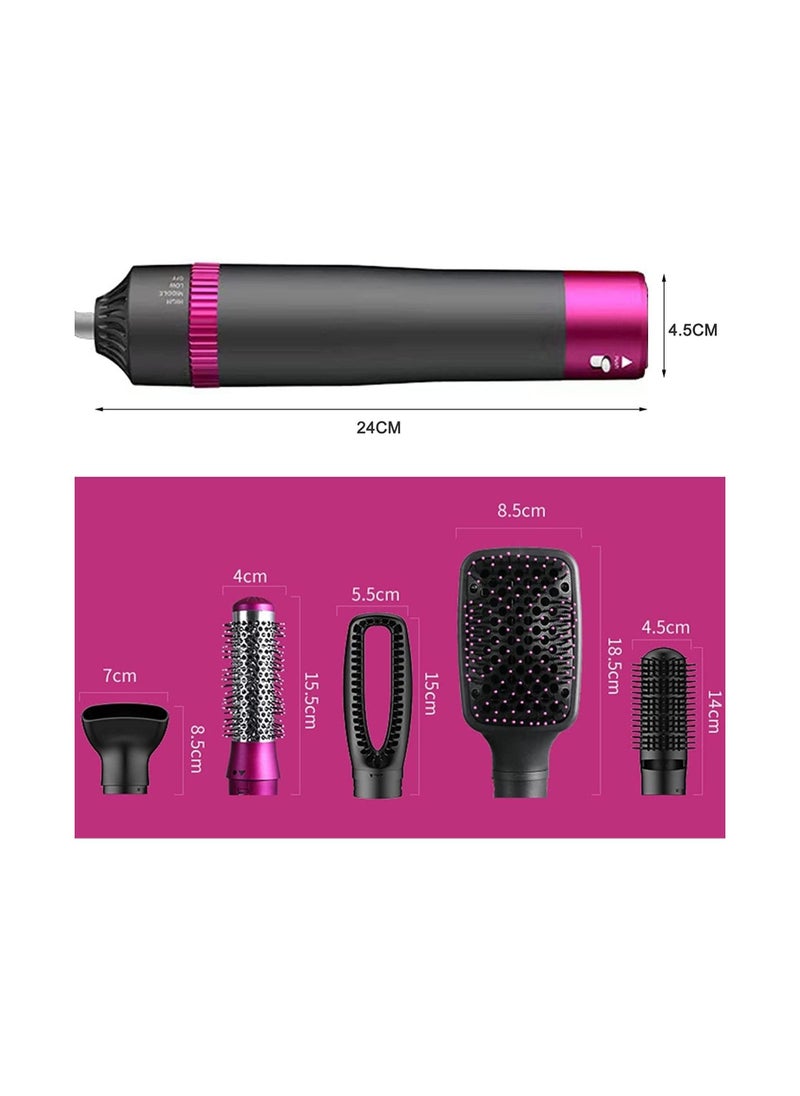 Dryer And Styler 5 In 1，Styler For Straightening Curly Hair Dry Combing Scalp Massage Styling Black/Purple