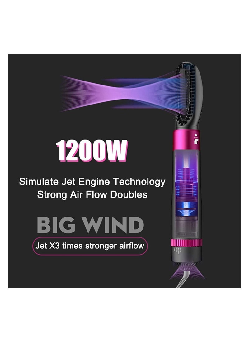 Dryer And Styler 5 In 1，Styler For Straightening Curly Hair Dry Combing Scalp Massage Styling Black/Purple