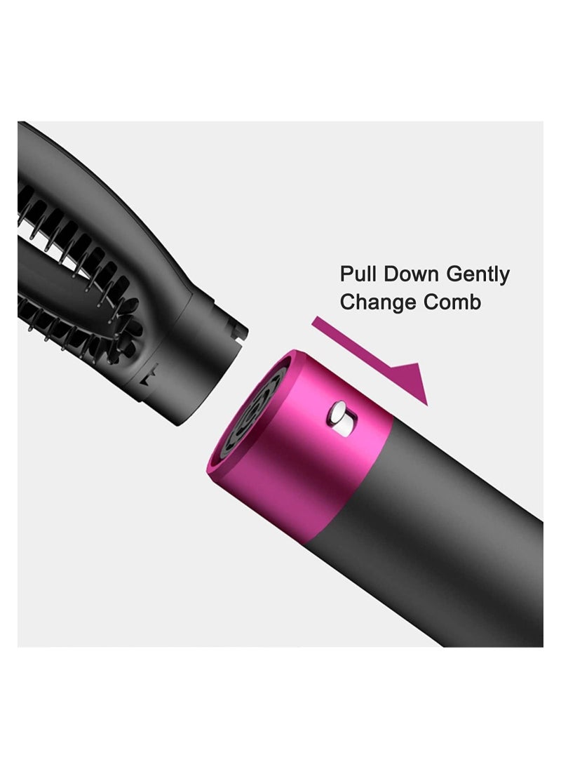 Dryer And Styler 5 In 1，Styler For Straightening Curly Hair Dry Combing Scalp Massage Styling Black/Purple