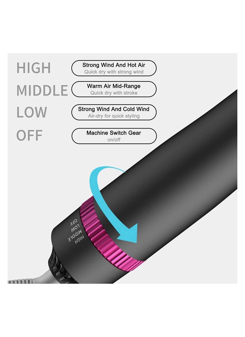 Dryer And Styler 5 In 1，Styler For Straightening Curly Hair Dry Combing Scalp Massage Styling Black/Purple