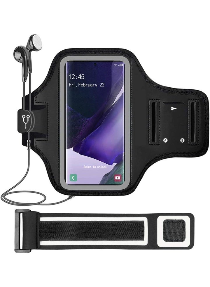 Galaxy Note 20, 20 Ultra Armband, Gym Running Workouts Water Resistant Arm Band Case for Samsung Galaxy Note 20/20 Ultra with Key Holder (Black)