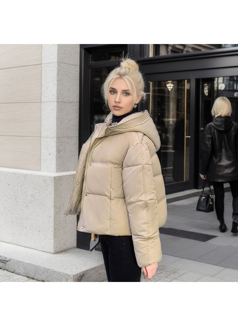 Generic - 2024 Fashion Winter Cotton Jacket Womens Warm Thick Coat Brown - Image 1