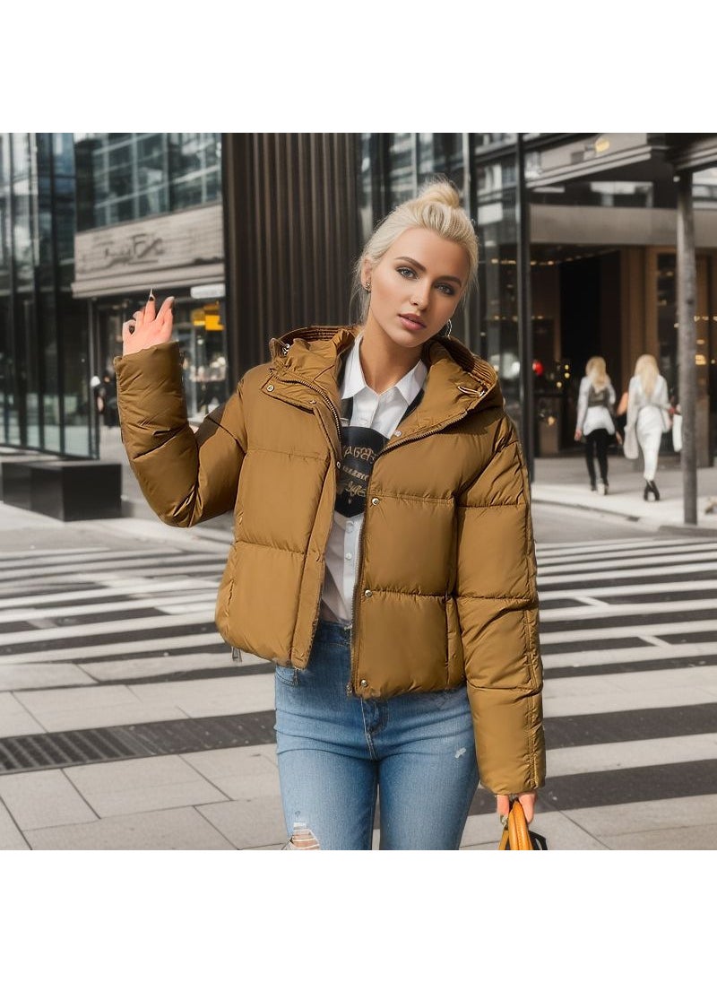 Generic - 2024 Fashion Winter Cotton Jacket Womens Warm Thick Coat Brown - Image 1