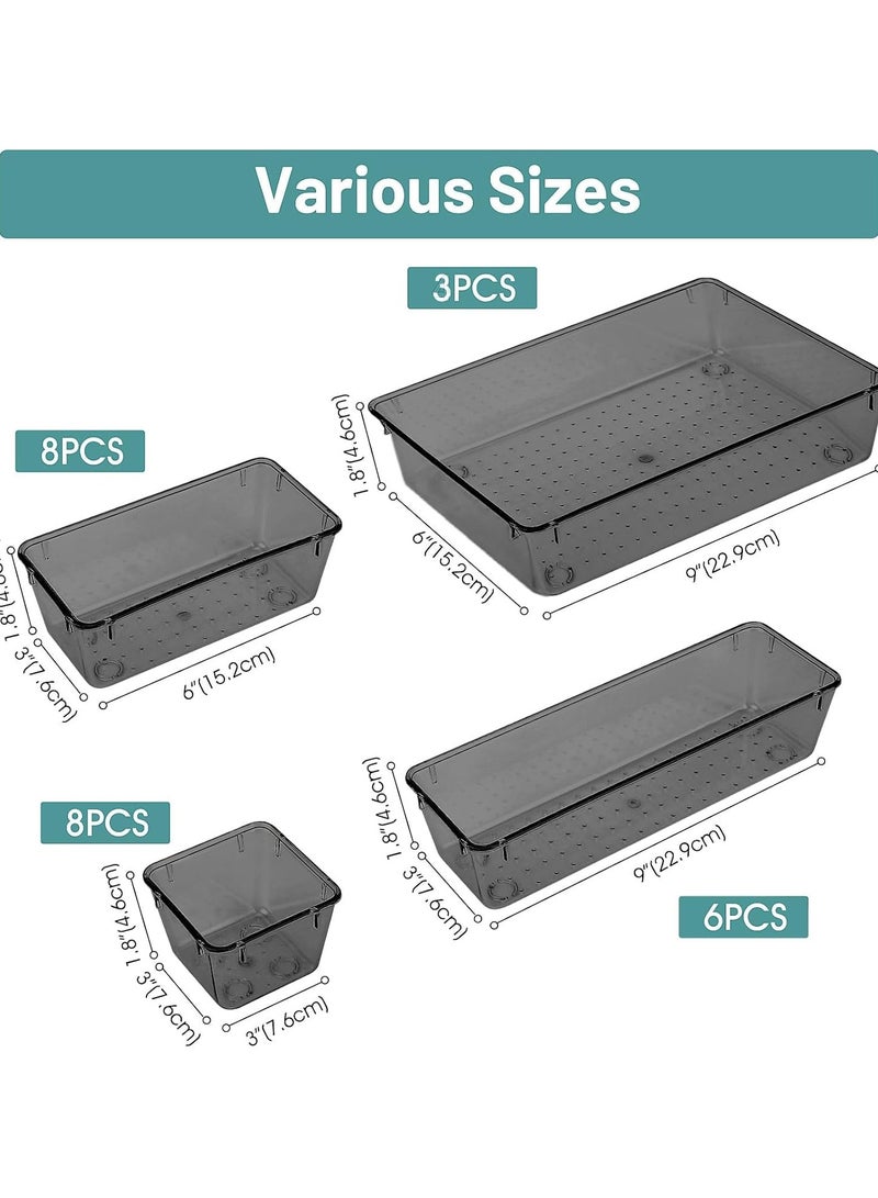 Set of 25 BLACK plastic drawer organizers, multi-size, organize drawers in bathroom, makeup, jewelry, kitchen and office. - Image 2