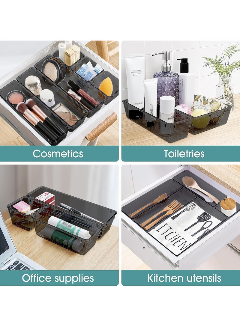 Set of 25 BLACK plastic drawer organizers, multi-size, organize drawers in bathroom, makeup, jewelry, kitchen and office. - Image 5