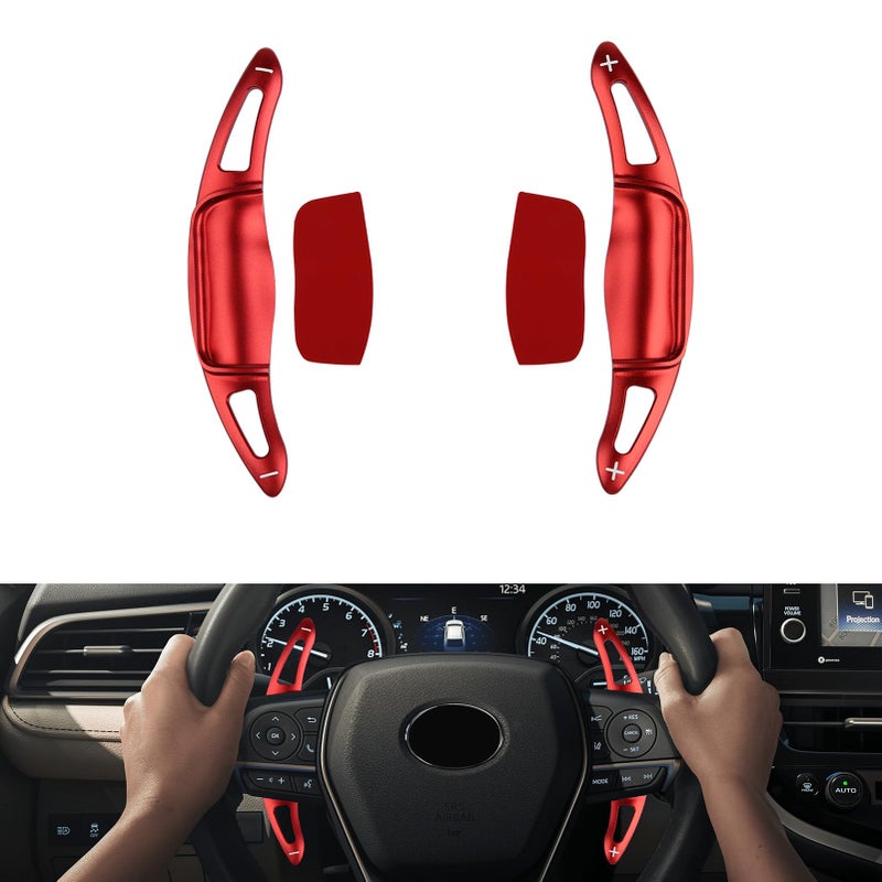Spotrim Aluminium Paddle Shifter Extension Steering Wheel Shift Paddle Covers Accessories for Toyota Camry 20182026 20192026 RAV4 20192026 Corolla Red