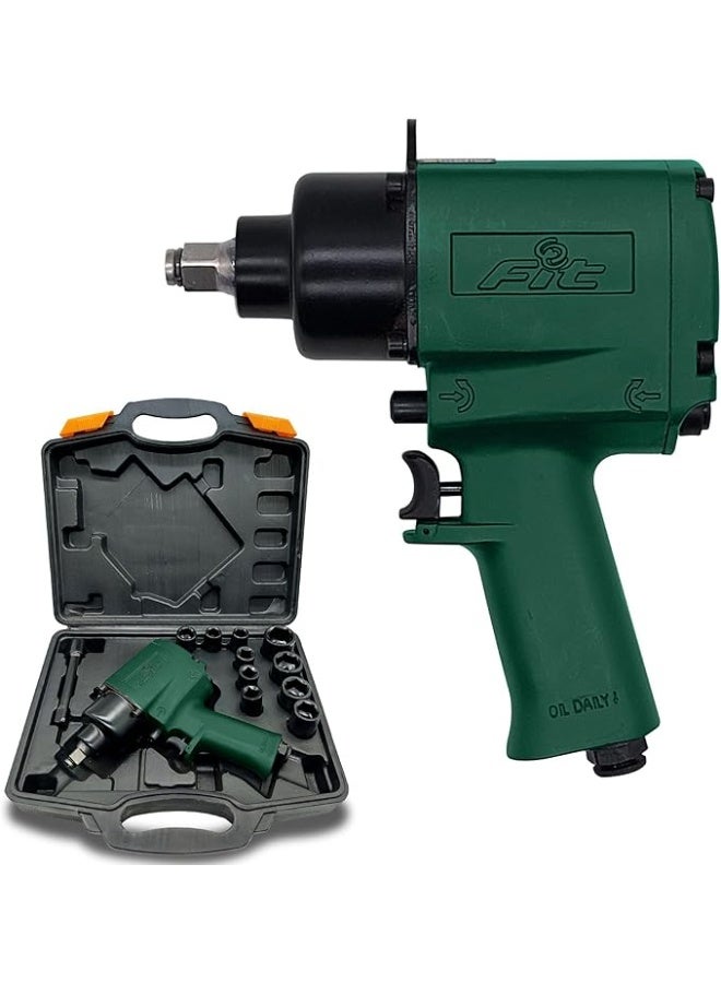 FIT 1/2" Pneumatic Impact Drill – 720Nm Torque + 10 Bits + Plastic Case – Model 22302000