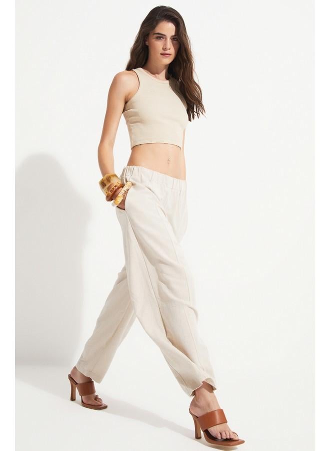 جون بنطلون قطن بمقاس مرن بلون حجري من جونيور - Image 3