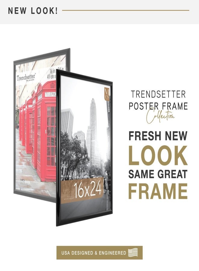 أم سي أس إطار ملصقات MCS Trendsetter مقاس 16x24 أسود لامع، إطار صور كبير للتعليق على الحائط عموديًا وأفقيًا للصور والملصقات والمطبوعات الفنية (عبوة من قطعتين) - Image 2