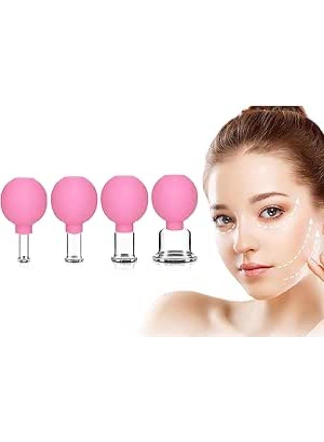 4-Piece Professional Glass & Silicone Cupping Set - Vacuum Suction Therapy Kit for Face & Body - Muscle Fatigue Relief & Skin Rejuvenation Tool - Ideal Wellness Gift for Men & Women - Image 1