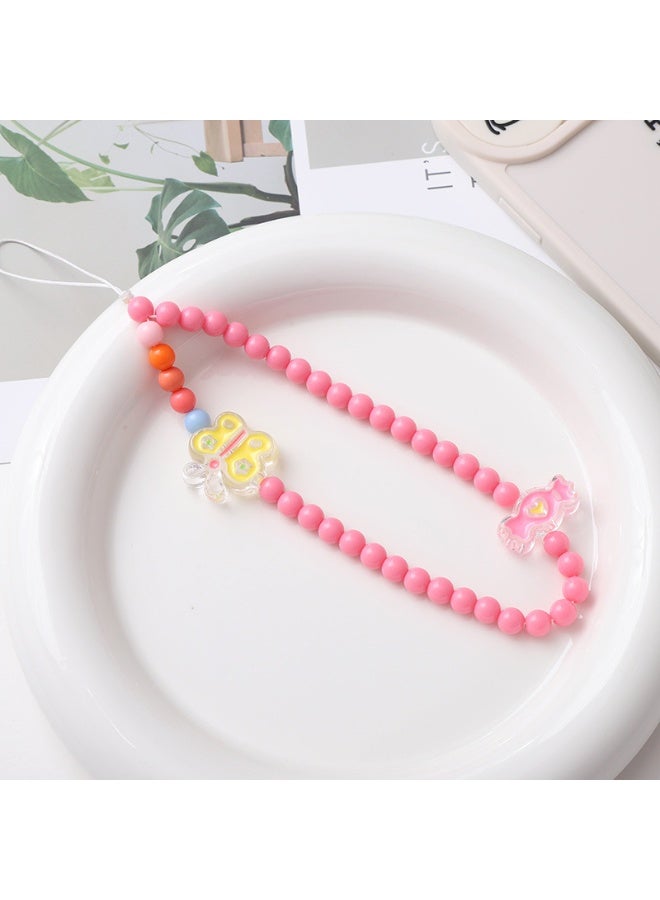 NIBEMINENT Phone Charm/ Chain Strap for Women Girls, Pearl Bow Cell Phone Case Lanyard Wrist Strap