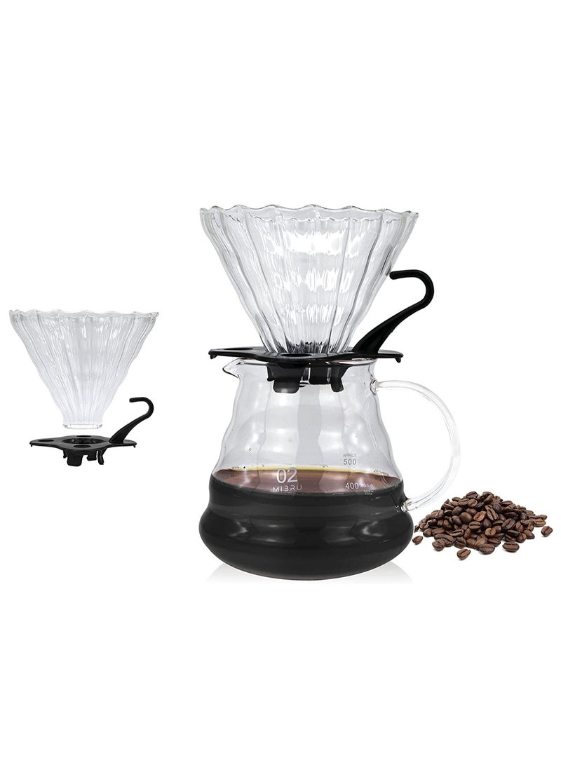 ميبرو V60 طقم تقطير قهوة قمع زجاجي وسيرفر زجاجي للاستخدام اليومي والمناسب للتقديم المنزلي والكافيهات - Image 2