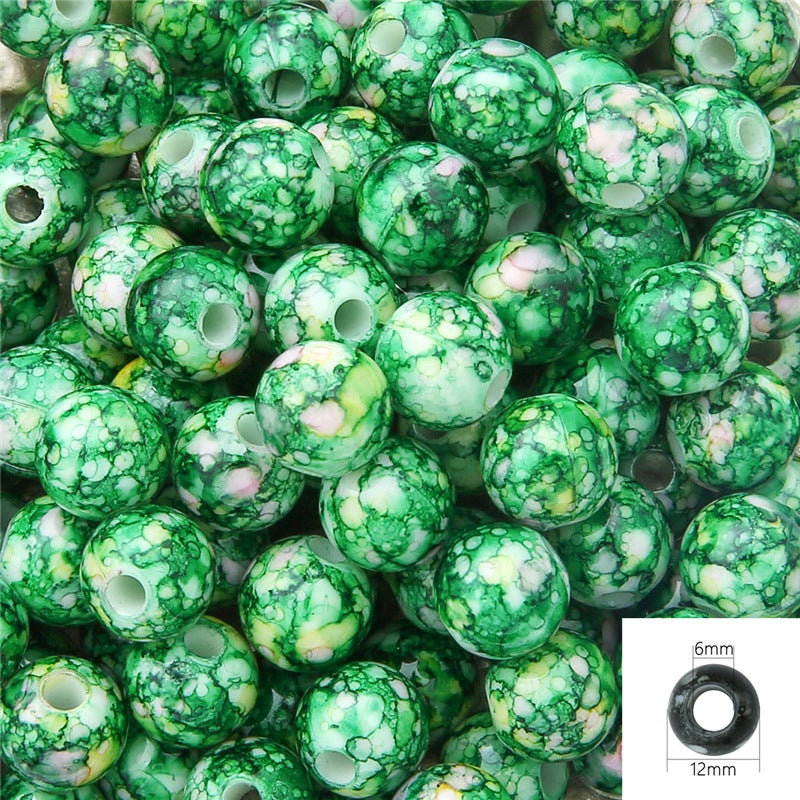 Generic Cross-border acrylic large hole round flower beads handmade DIY beaded bracelet necklace loose beads material jewelry accessories - Image 2