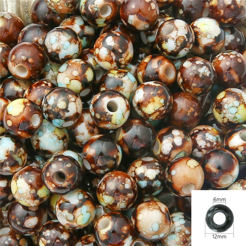 Generic Cross-border acrylic large hole round flower beads handmade DIY beaded bracelet necklace loose beads material jewelry accessories - Image 1