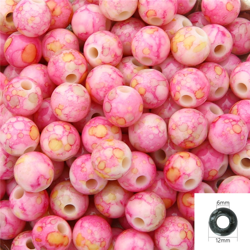 Generic Cross-border acrylic large hole round flower beads handmade DIY beaded bracelet necklace loose beads material jewelry accessories - Image 5