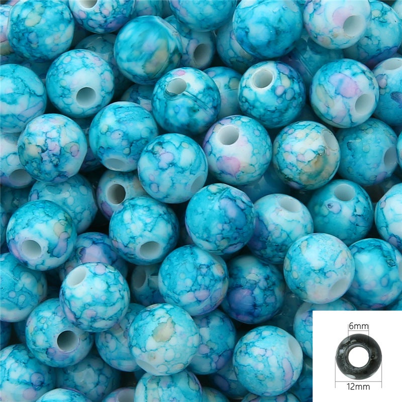 Generic Cross-border acrylic large hole round flower beads handmade DIY beaded bracelet necklace loose beads material jewelry accessories - Image 3