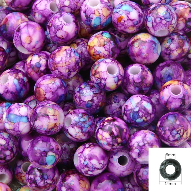 Generic Cross-border acrylic large hole round flower beads handmade DIY beaded bracelet necklace loose beads material jewelry accessories - Image 4