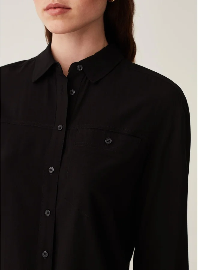 او في اس Shirt in viscose with pocket