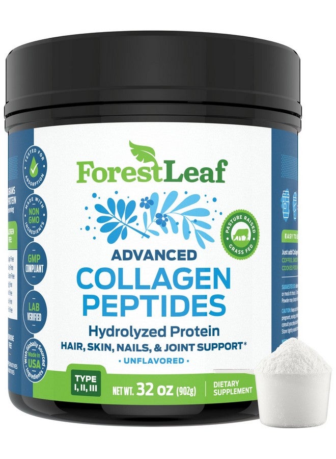 ForestLeaf بروتين مسحوق الكولاجين المهدرج المتقدم من النوع 1 و 2 و 3 بدون نكهة، 2 رطل، 80 حصة - Image 1